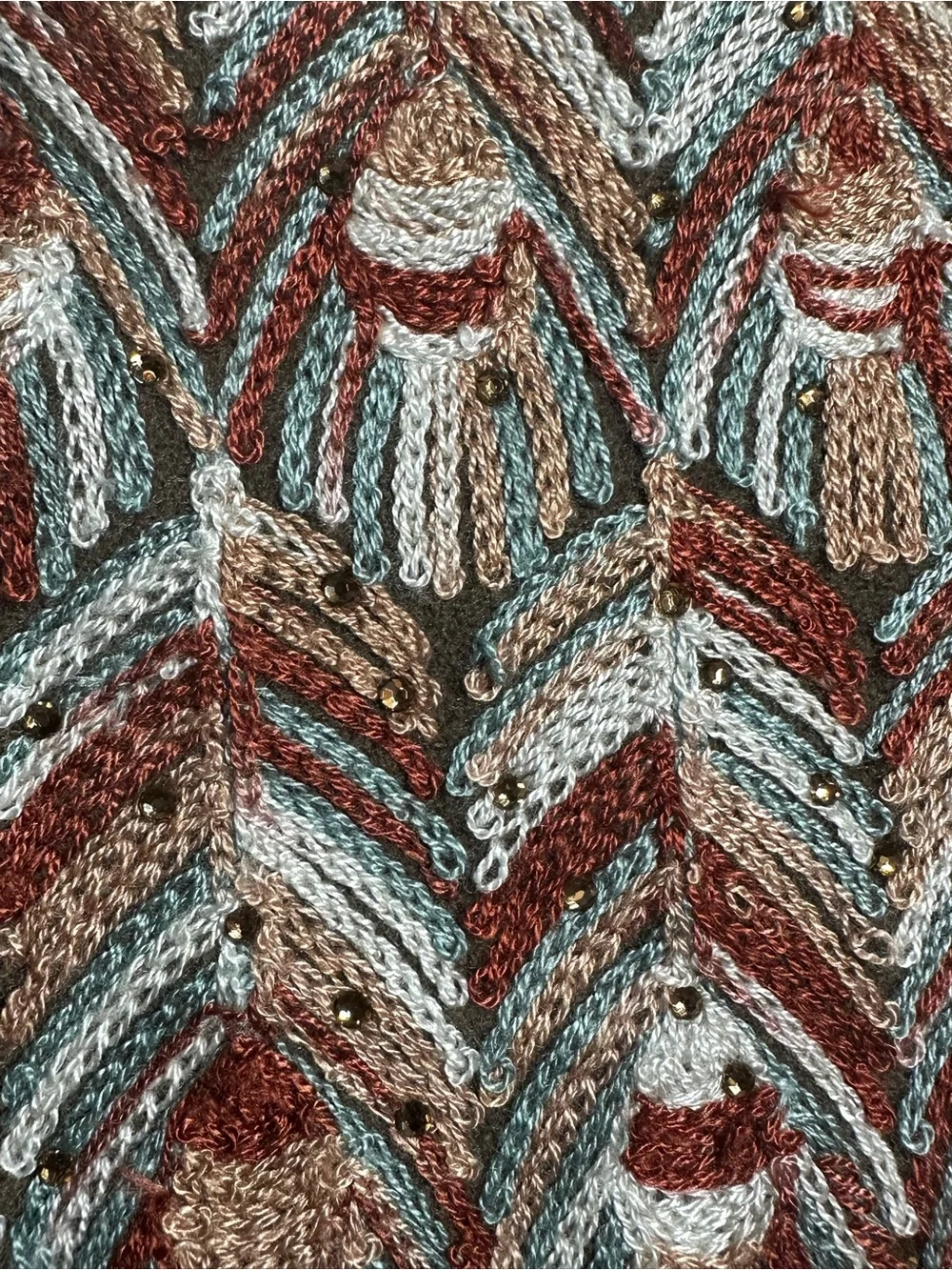 Women's neutral Pattern Fringe Alpaca, Lama Luxury Wrap Shawl w tiny rhinestones